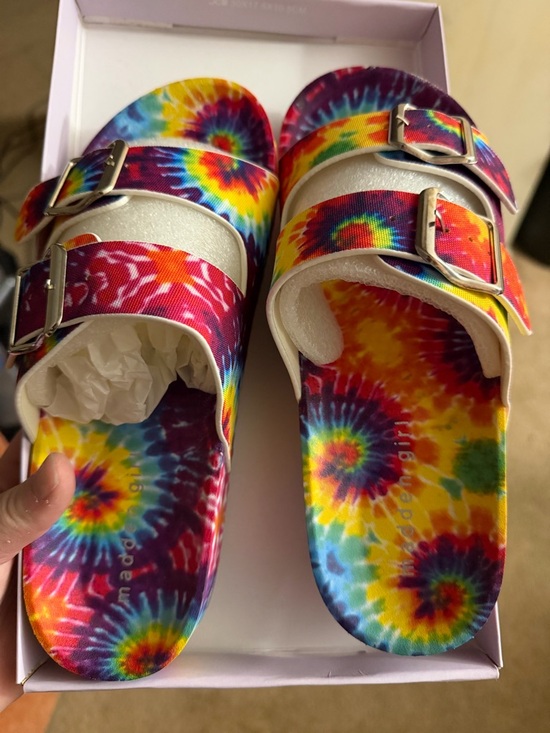 Madden Girl Shoes - Womens madden girl Tie-Dye Double-Buckle Slide Sandals - Rainbow 7 new